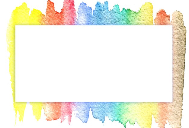 Acquerello disegnato a mano sfondo arcobaleno splash colorfool schizzo isolato su priorità bassa bianca