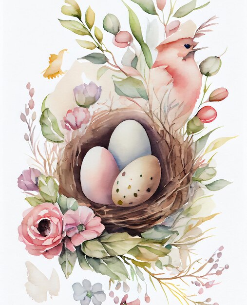 Watercolor hand drawn of Easter eggs