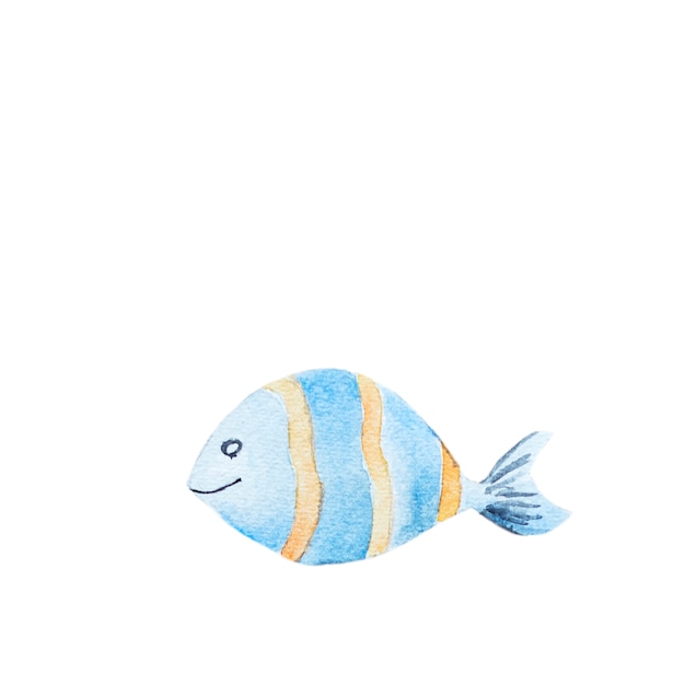 Фото Акварель рисованной рыбы