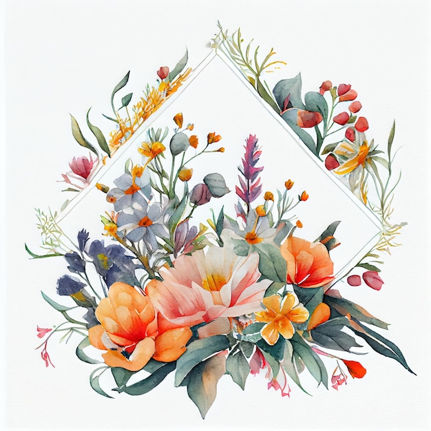 Watercolor hand drawn floral summer illustration