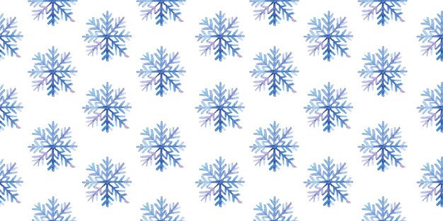 Watercolor hand drawn snowflake seamless pattern