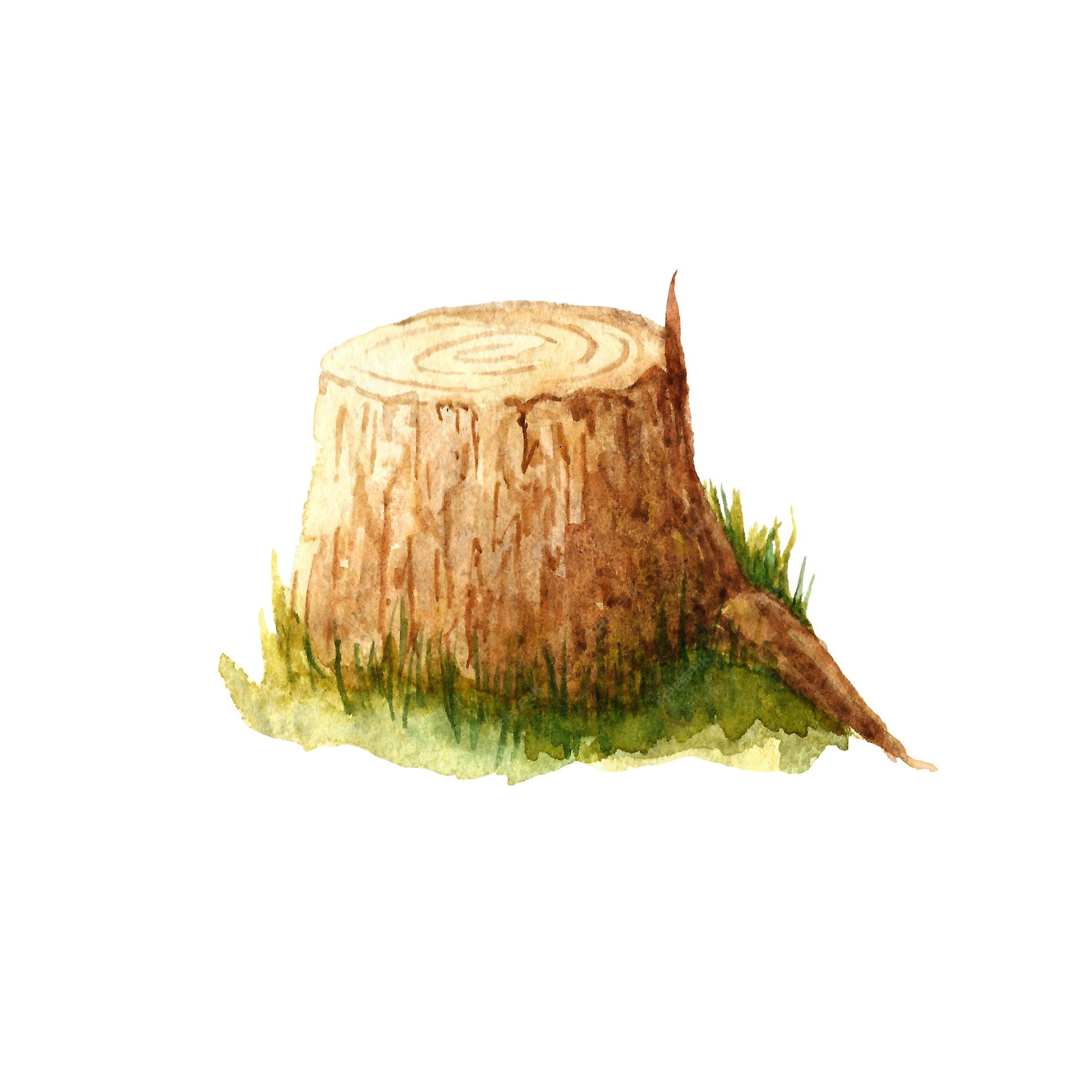 Flower Wooden Stump Watercolor Clipart By Regulrcrative