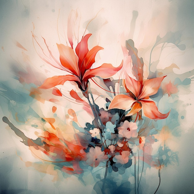 Watercolor hand paint floral art