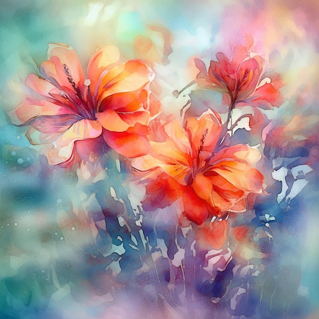 Watercolor hand paint floral art