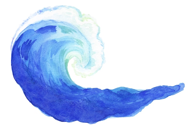 Photo watercolor hand-painted beautiful big waves