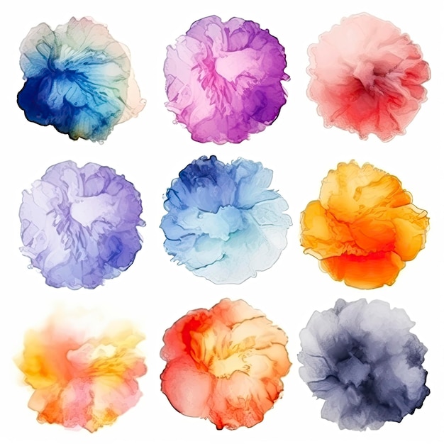 Photo watercolor hand painted circle shape design elements