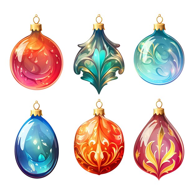 Watercolor of Hand Painted Glass Ornaments With Vibrant Colors Various Sha Clipart Tshirt Design