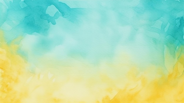 watercolor hand painted yellow and turquoise watercolor