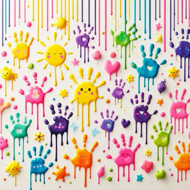Photo watercolor hand prints of children