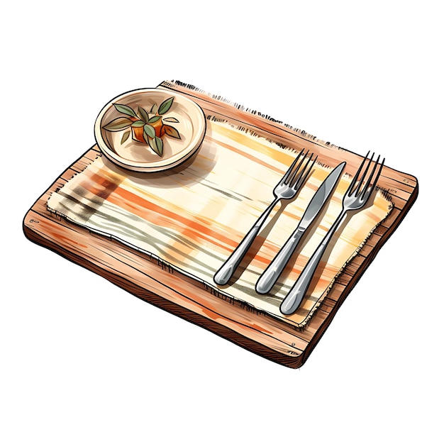 Watercolor of Hand Woven Cotton Placemats With a Striped Pattern Neutral C White BG Clipart Tshirt