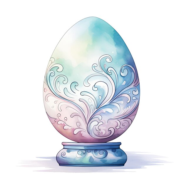 Watercolor of Handcrafted Ceramic Egg Holder With a Hand Painted Design Eg Clipart Tshirt Design