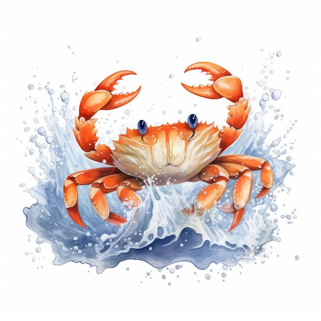 Watercolor handdrawn crab illustration