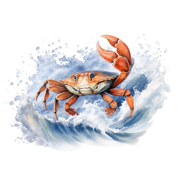 Watercolor handdrawn crab illustration