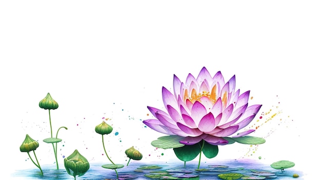 Premium Photo | Watercolor handdrawn pink flower lotus isolated on white  background traditional oriental ink painting