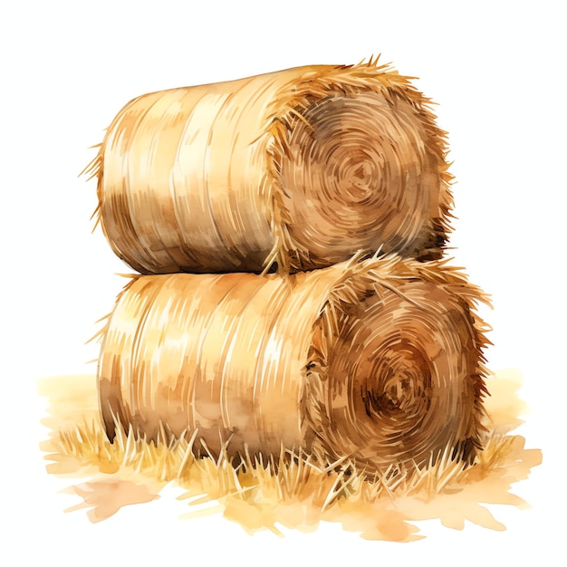 watercolor Hay bale western wild west cowboy desert illustration clipart