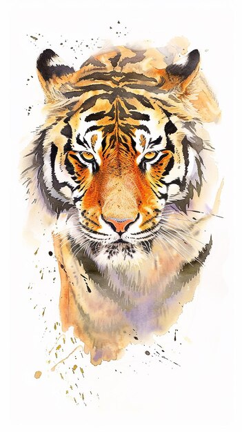 Photo watercolor head of an evil tiger on white background