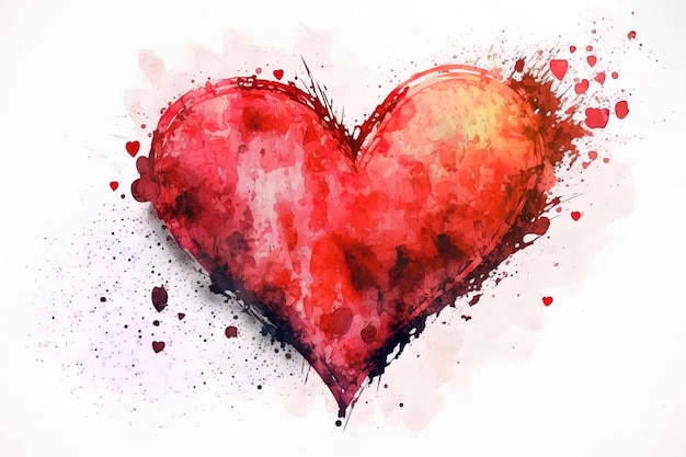 Акварельное сердце Концепция любовных отношений искусство живописи