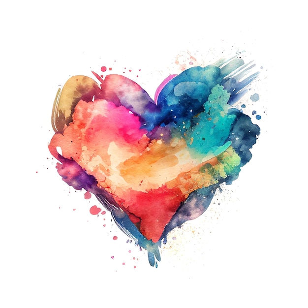 Watercolor Heart Isolated Love Splash Symbol Generative AI Illustration