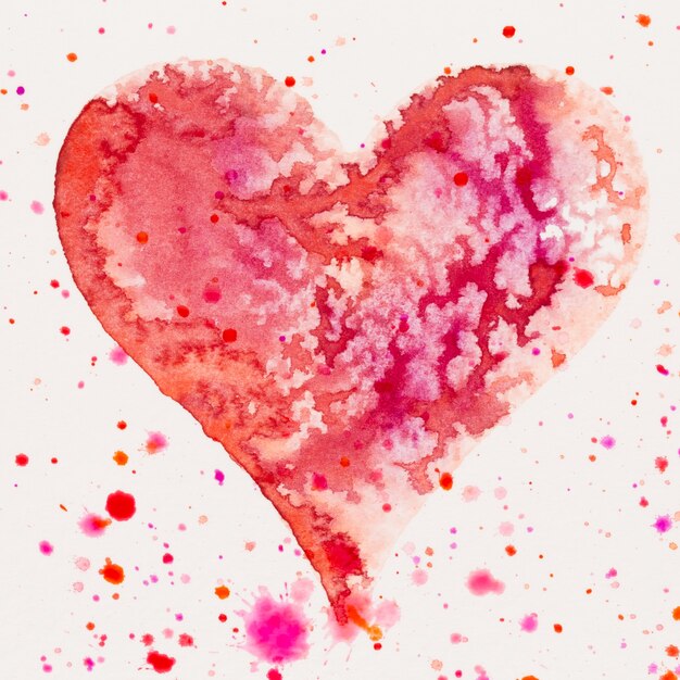 Foto cuore dell'acquerello. carta di san valentino greating, amore, relazione, arte, pittura.