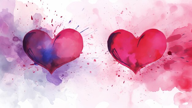 Фото Акварель сердце день святого валентина поздравительная карточка любовь отношения искусство живопись