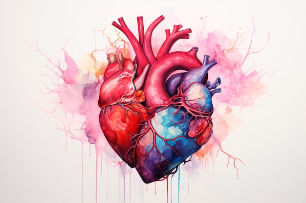 Фото Акварель сердца акварель органа любовь анатомия