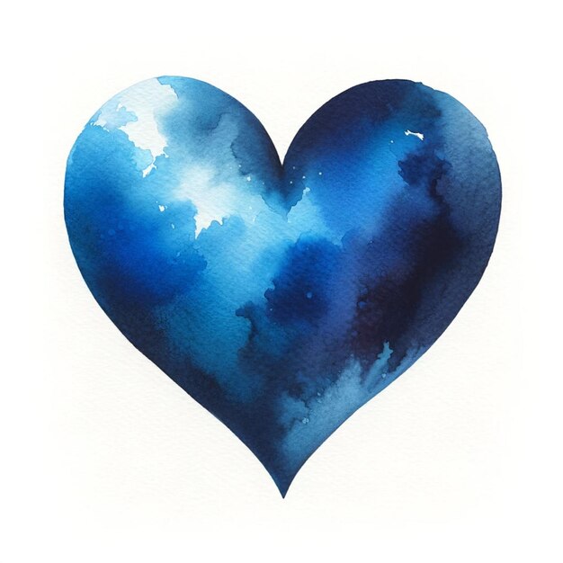 写真 水彩色の心と青とターコイズの色合い