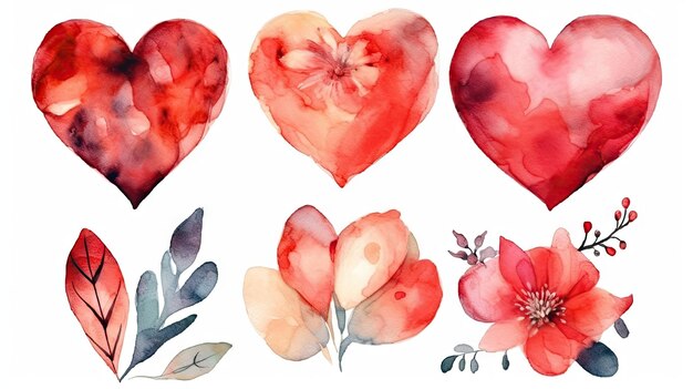 Watercolor Hearts for Valentine's Day