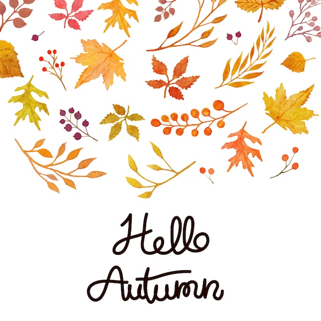 Watercolor hellow autumn card