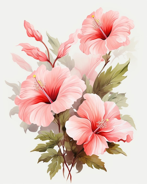 Photo watercolor hibiscus flower