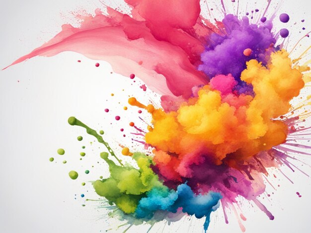 Watercolor holi banner illustration with a vibrant and rich explosion of colorful powders