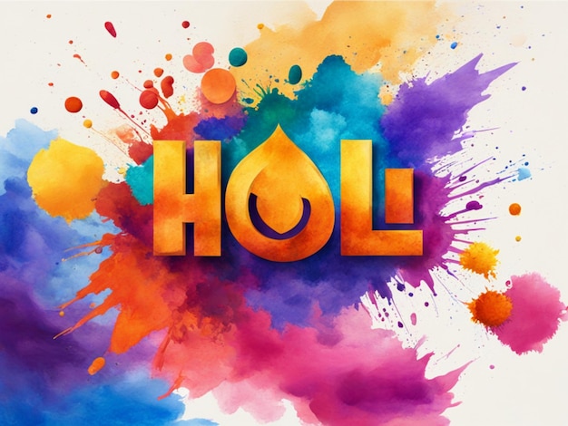 Watercolor holi banner illustration with a vibrant and rich explosion of colorful powders