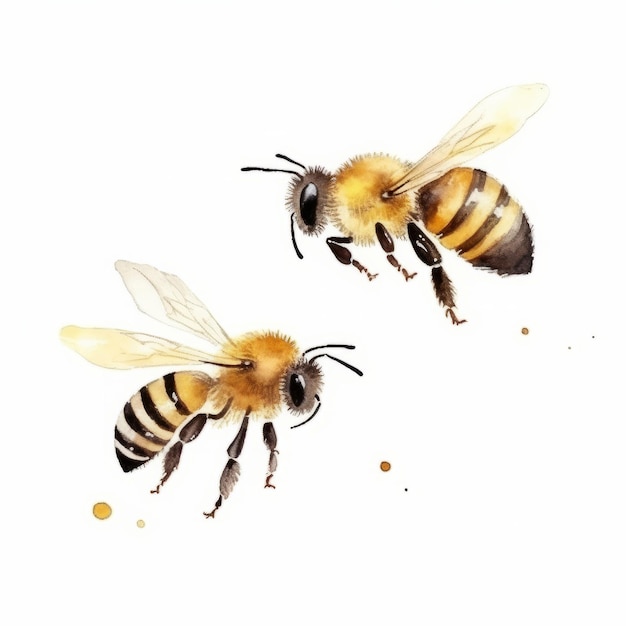 Watercolor Honey Bee Illustration AI GenerativexA