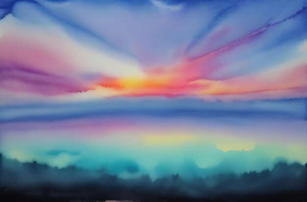 Photo watercolor horizon reverie sky beauty