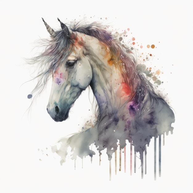 Watercolor Horse Creative Illustration Digital Art