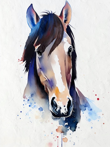 Watercolor Horse Painting Acrylic Illustration