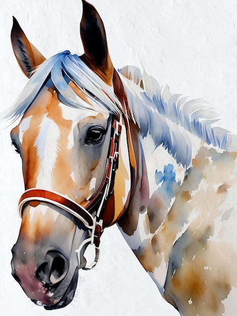 Photo watercolor horse painting acrylic illustration