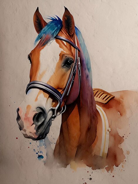 Watercolor Horse Painting Acrylic Illustration