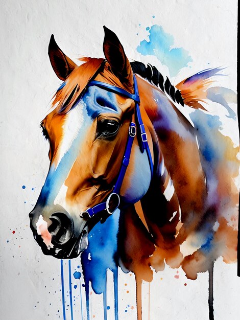 Watercolor Horse Painting Acrylic Illustration