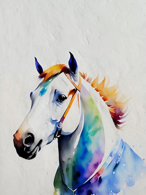 Watercolor Horse Painting Acrylic Illustration
