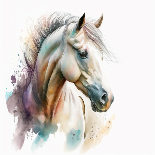 Watercolor Horse Pastel Art