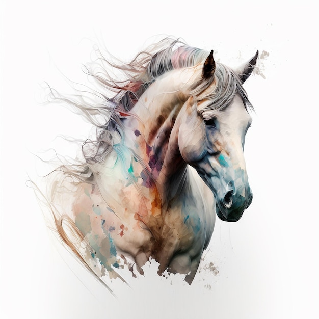 Watercolor Horse Pastel Art