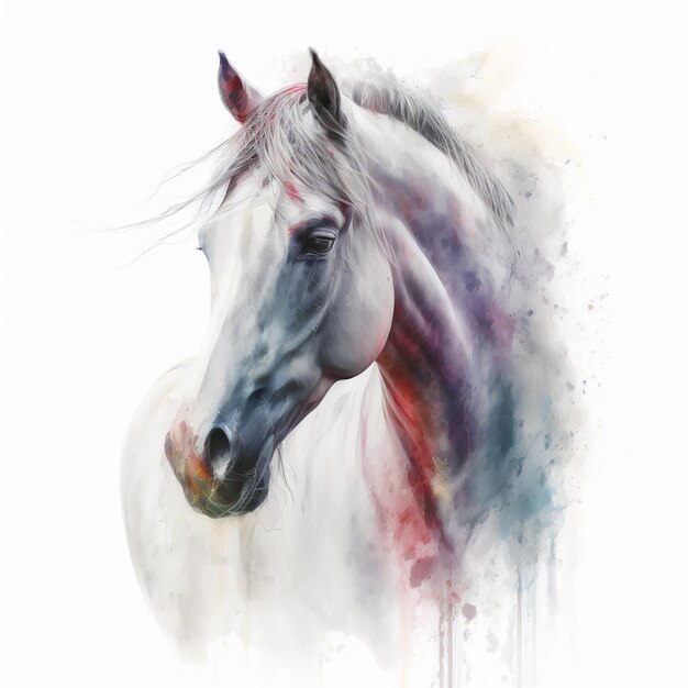 Watercolor Horse Pastel Art