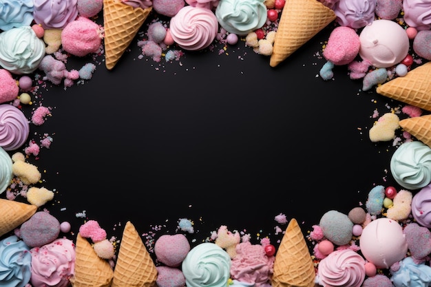 Watercolor ice cream cones frame