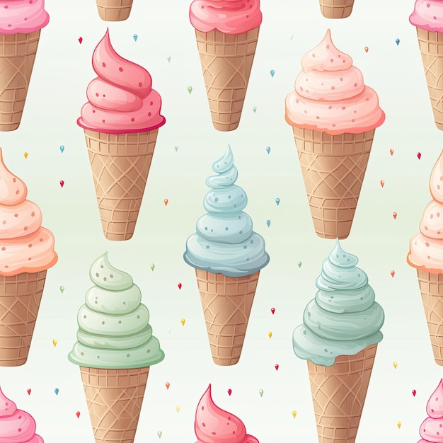Photo watercolor ice cream pattern