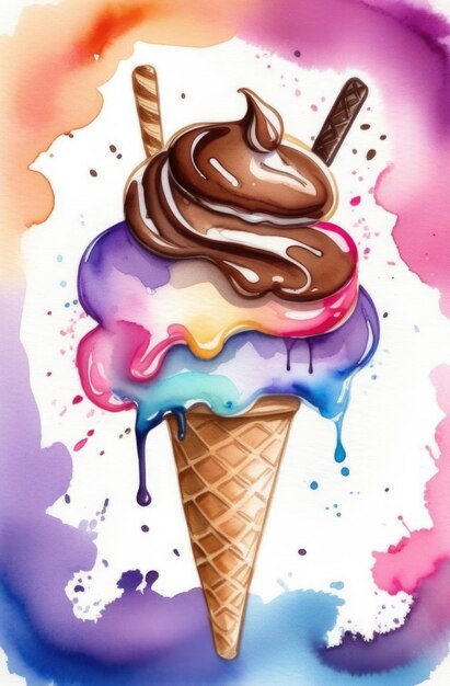 Watercolor ice cream