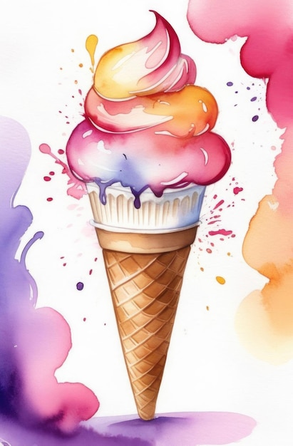 Watercolor Ice Cream