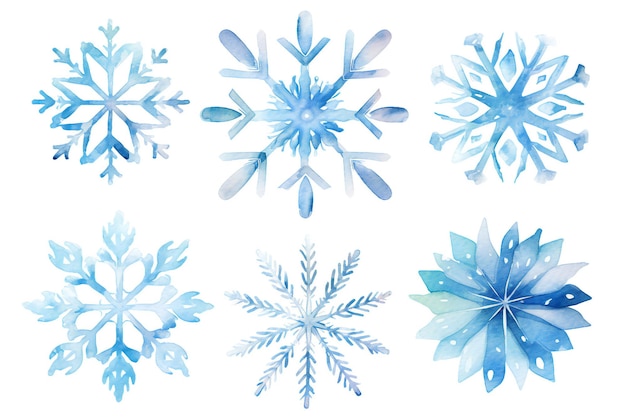 Photo watercolor icy christmas snowflakes clip art