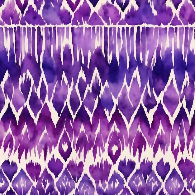 Watercolor ikat repeating tile border purple outstanding boho chic summer design textile ready likab