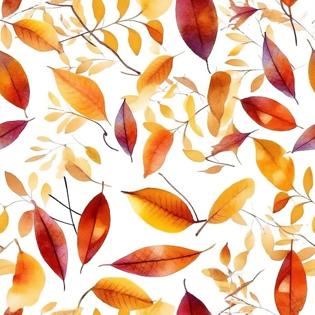 A watercolor illustration of autumn leaves.