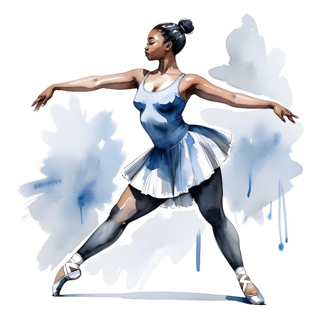 Watercolor illustration of a ballerina dancing